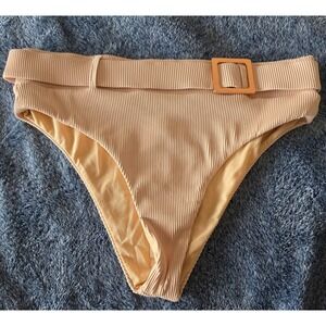 NWT Sports Illustrated Bikini Bottom Belt 12 Peach Ribbed Swimwear Swim Brief